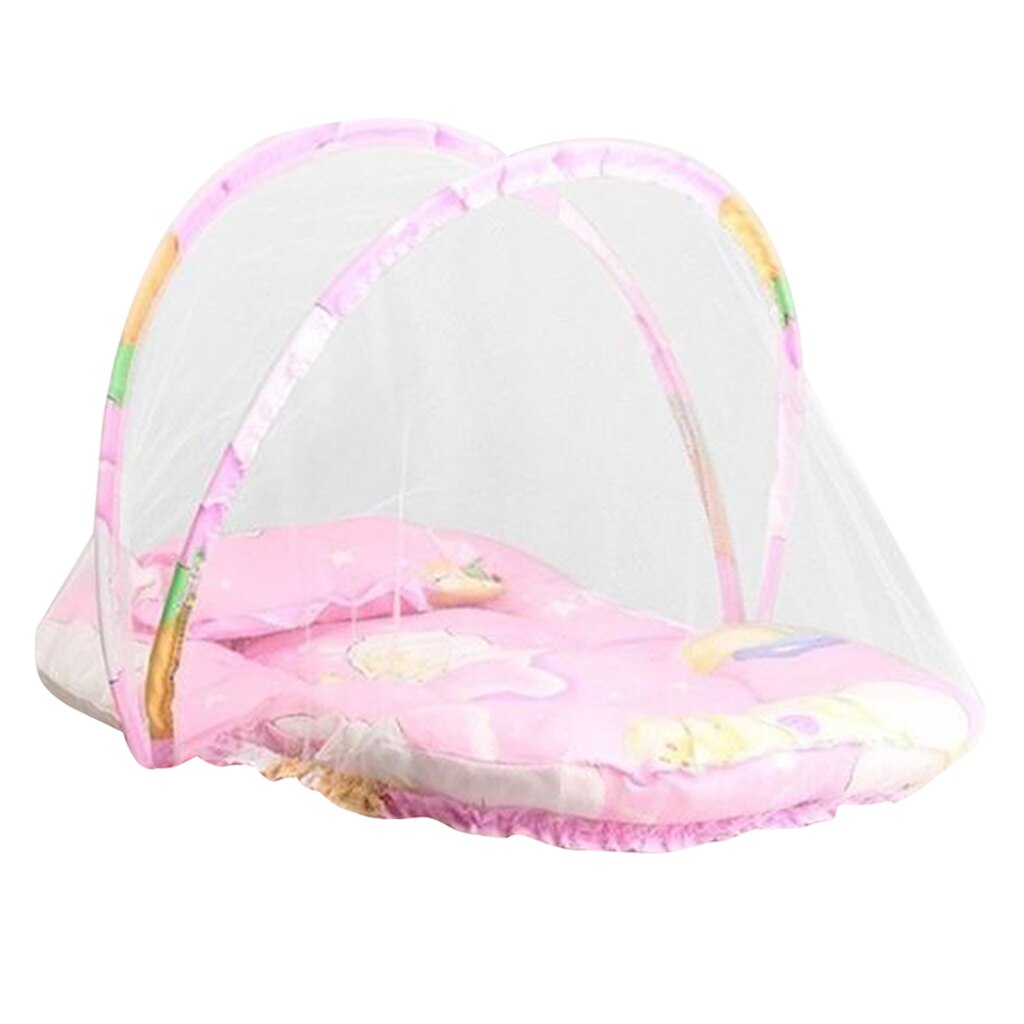 Barraca da cama do bebê com colchão do berço travesseiro portátil dobrável mosquiteiro 0-3 anos recém-nascido dormir cama viagem rede jogar tenda: Pink