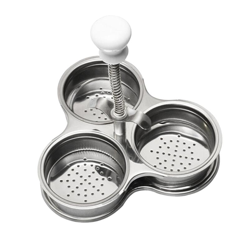 2 Stuks Drie Rooster Rvs Ei Pocheren Fornuis Pot Stoom Mand Voor Kookplaat Ei Koken Voor Keuken Ei Gereedschappen (Zilver): B