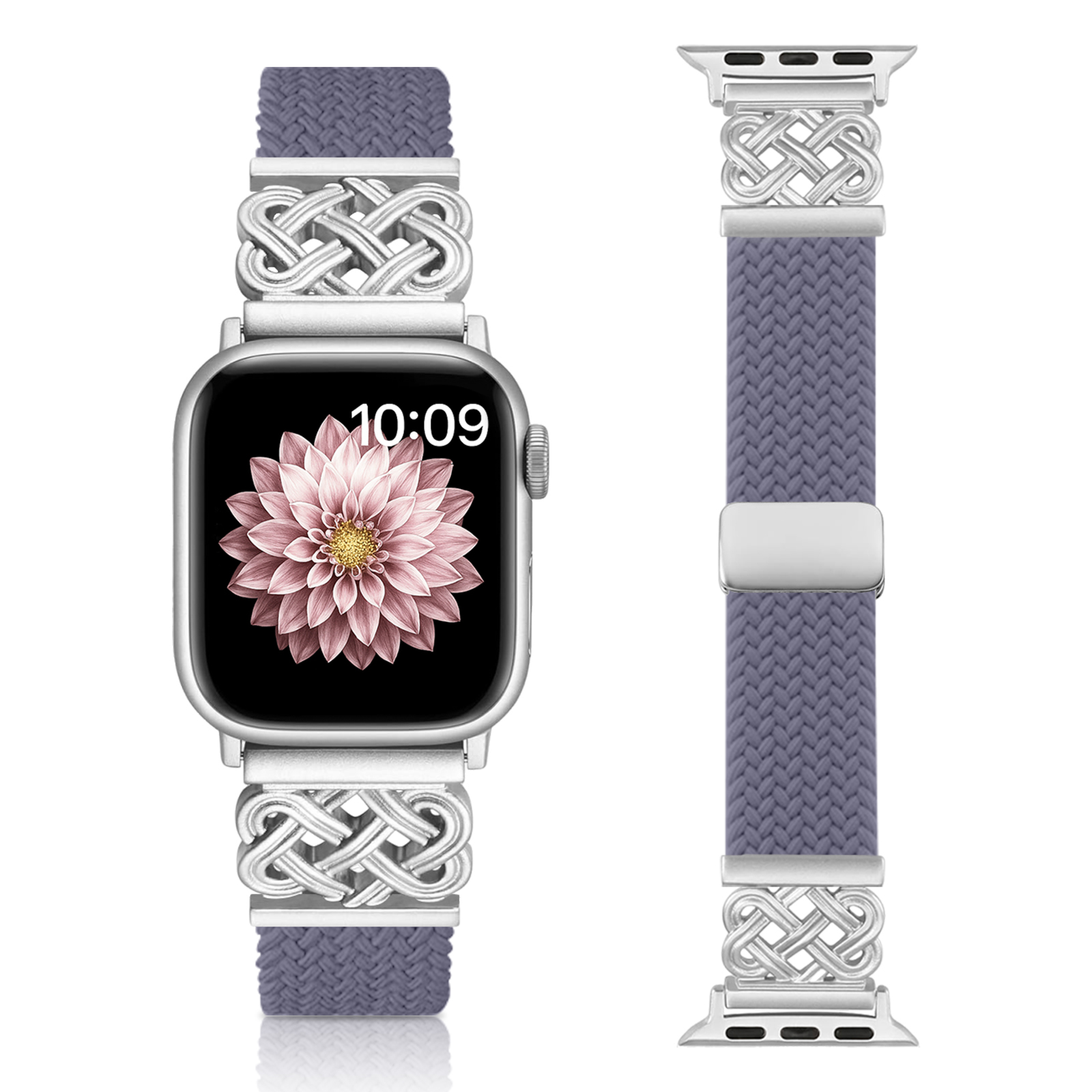 Gevlochten band voor Apple Watch Band 44 mm 40 mm 45 mm 49 mm 41 mm 38 gesparmband iWatch-serie se 7 3 6 8 9 Ultra 2 magnetische band: 18mm / GRIJS