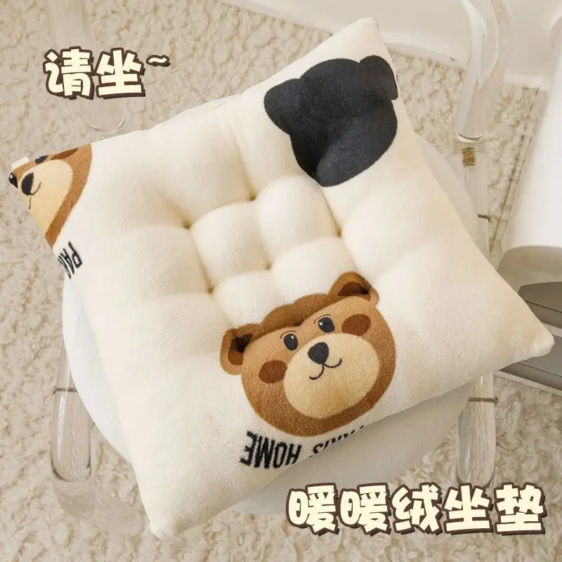 Cuscino per sedile Kawaii Cartoon - Cuscino per sedia in velluto di latte ultra morbido | Simpatico cuscino extra spesso per ufficio e auto, comfort per una seduta lunga: WHITE