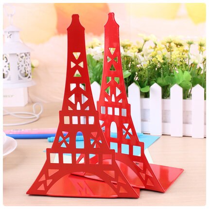 2 pièces/ensemble tour Eiffel étagère grand métal serre-livres support de bureau Stand pour livres organisateur papeterie: Red