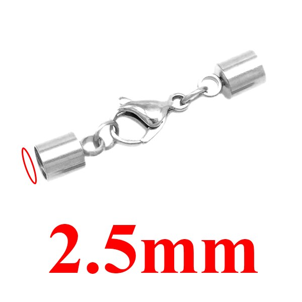 5 pz/lotto Catenaccio Ganci In Acciaio Inox Oro/argento Tono Fibbia In Pelle Cavo di Blocco per il FAI DA TE Braccialetto di Cuoio Dei Monili che fanno: silver 2.5mm