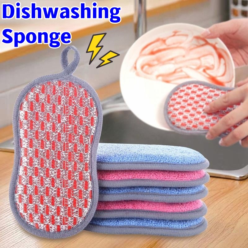Afwasspons Dubbelzijdige schoonmaaksponzen Huishoudelijke schuursponsjes Keuken Multifunctionele gerechten Potvlekken Scrubsponzen