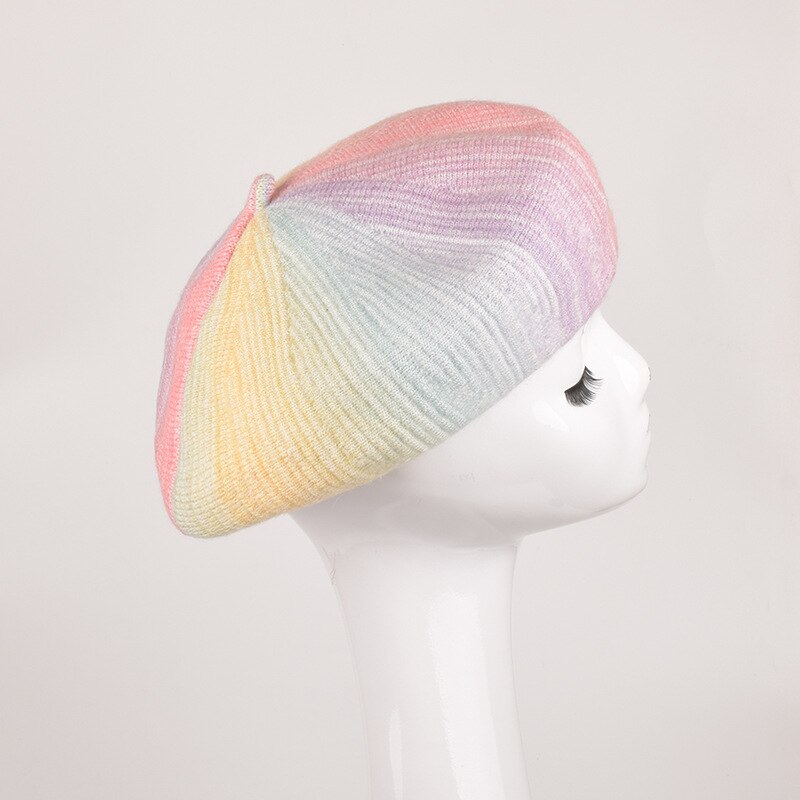 Béret tricoté en laine caméléon rétro pour filles, chapeau de peintre artistique à la , version coréenne, assorti avec tout, chapeau tide, automne et hiver: 5