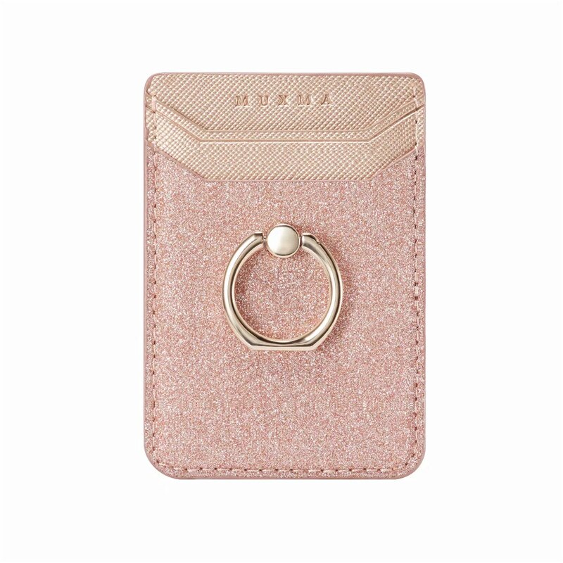 Universal Cellphone Wallet Card Holder Mobile Phone Wallet Credit ID Card Holder Adhesive Pocket Sticker Case Rose Gold /Black: Sand-Rose Gold