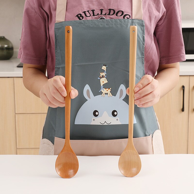 AOOSY Houten lepel, set van 5 Japanse stijl keukengerei, lange houten handgreep, Nanmu houten soeplepels voor eten, mixen, roeren en koken met doos