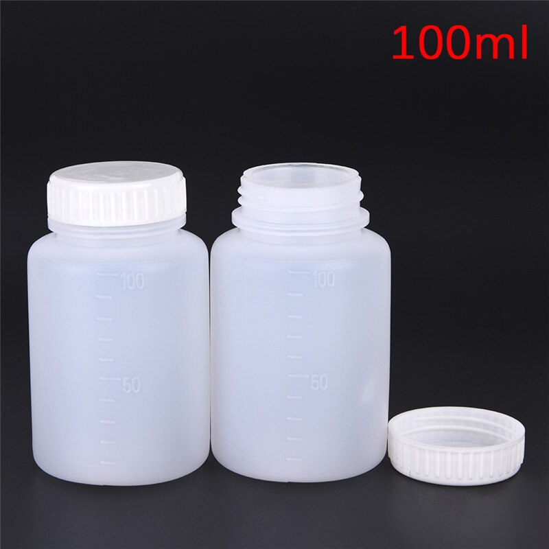 2 Pcs 100ml Cylinder Shaped Clear Plastic Chemical Storage Reagent Bottle
