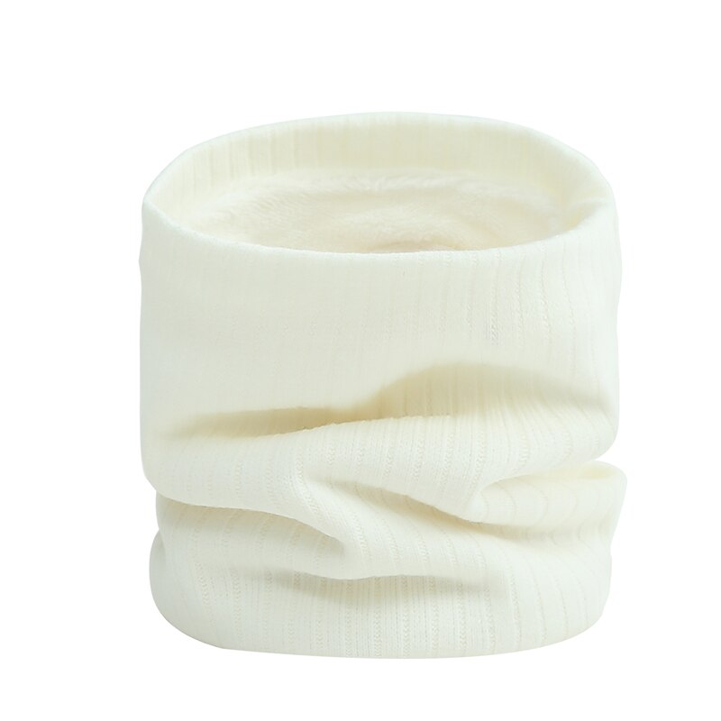Unisex Winter Scarf Knit Solid Women Ring Neck Scarves Thick Fur Bandana Cotton Men Outdoor Warm Soft Collar Wraps: WB3-12 white