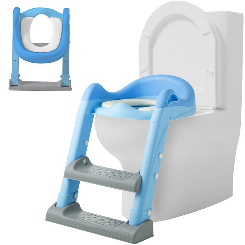 Potty Training Seat with Adjustable Ladder, Kids Ladder Toilet Seat with Non-Slip Step Stool Ladder, Potty Training Ladder, Pott