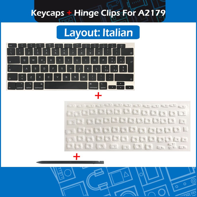 Laptop A2179 Azerty Keycaps Schaar Clips Set Voor Macbook Air Retina 13 "A2179 Toetsen Scharnieren Toetsenbord Reparatie Emc 3302: Italian