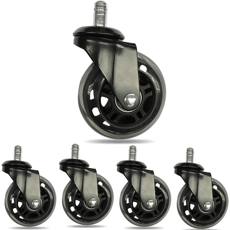 5 stykker møbelhjul gummihjul til kontorstole universal stum hardware hjul hjul kontor hjul hjul: Sort 3