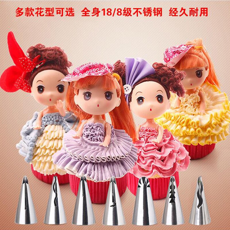 Coreano flor boca muñeca falda decorada boca sin costuras Acero inoxidable decoración boca boquilla para decorar pasteles herramientas de pastel