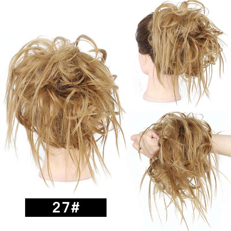 Werd Rommelig Haar Ring Fiber Synthetische Hittebestendige Pruik Broodje Krullend Elastische Haarband Dames Mode Haar Ring Natuurlijke Pruik: NC/4HL