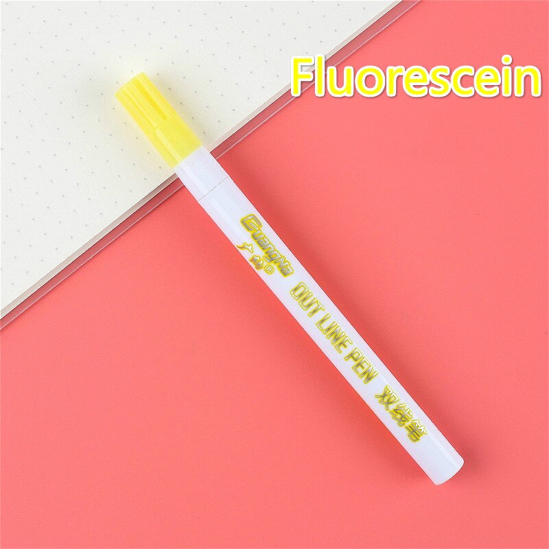 LLD 12Colors Metallic Double Lines Highlighter Out Line Pen Stationery Art Drawing Art Marker Calligraphy Lettering Scrapbooking: L
