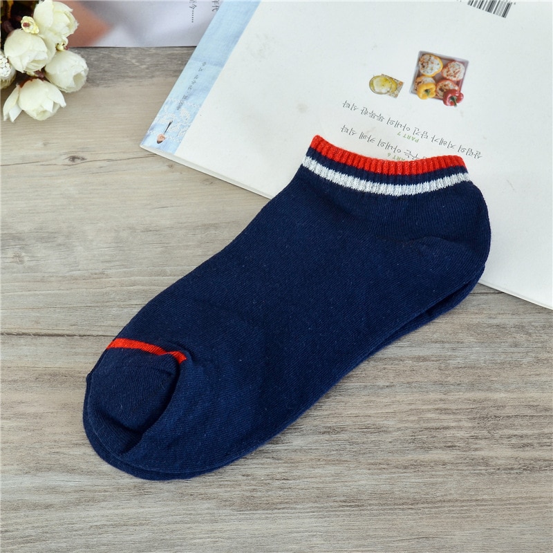 Chaussettes en coton pour hommes, 10 pièces = 5, paires/lot, , , couleur unie, rayures, bateau, décontractées, respirantes, été,