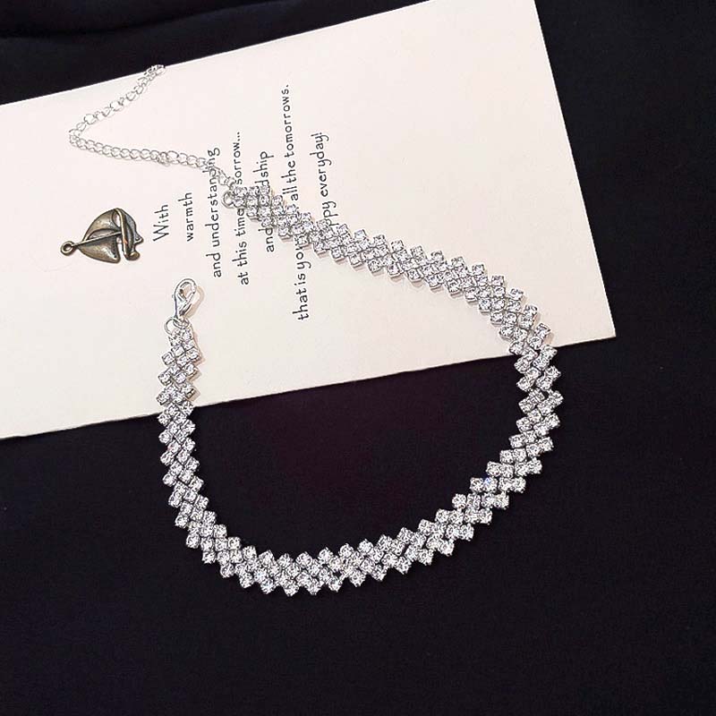 Shiny Rhinestone Choker Kettingen Voor Vrouwen Eenvoudige Korte Chokers Zilveren Kleur Collares Charm Sieraden Anniversary