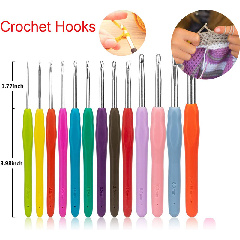 1pc crochê ganchos 2.0mm-8.0mm ergonômico crochê ganchos de plástico alça de tricô para diy artesanato ganchos agulhas ferramentas suprimentos