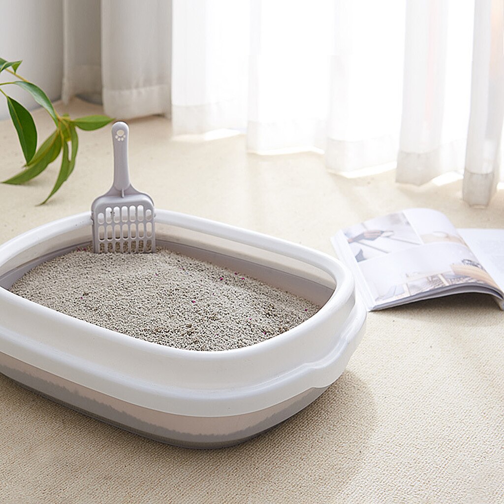Cat Litter Box Litter Tray Easy Clean Detachable Rim Toilet Sand Box Bedpan