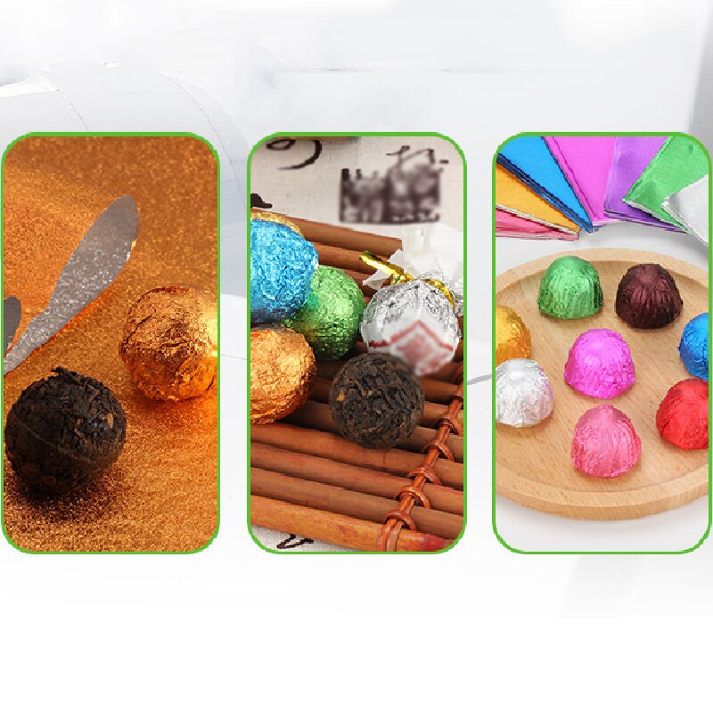 100 stk 10 x 10cm diy mad aluminiumsfolier papir chokolade slik fødselsdag indpakning folie papir klistermærke jul halloween slik papir