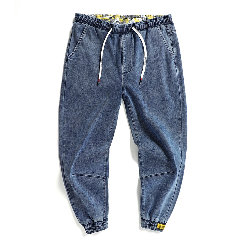 Herfst Heren Blauw Harem Jeans Mode Streetwear Denim Broek Elastische Taille Broek Plus Size 5XL 6XL 7XL: Blue Grey / M