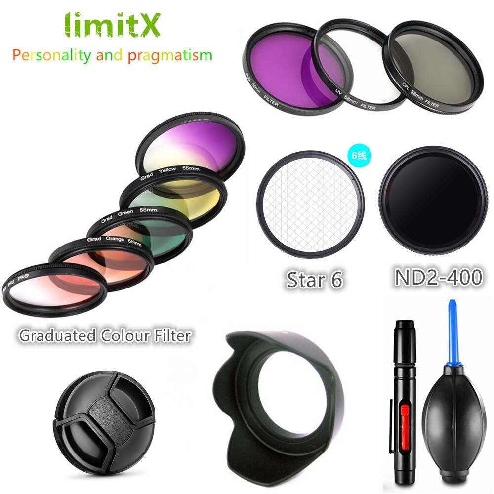 Filter kit UV CPL ND FLD Afgestudeerd Colour Star & Lens Hood cap cleaning pen voor Sony HX400V HX350 HX300 h400 Camera