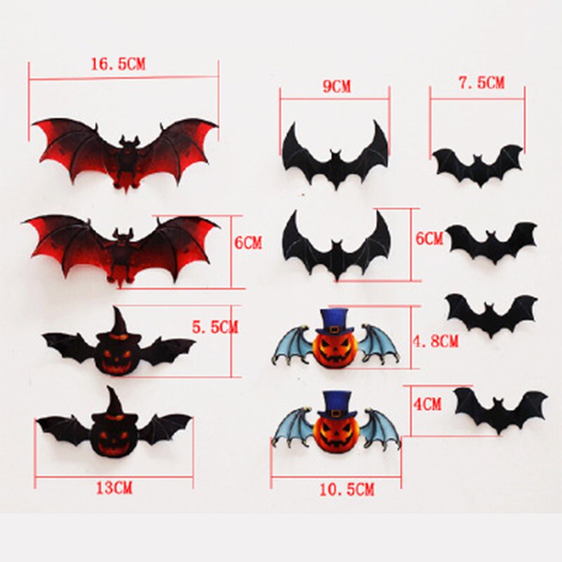 12pcs/set 3D Halloween Decoration Bat Decoration Wall Sticker DIY Room Wall Decals Home Party Decor for Halloween Wall Stickers: C