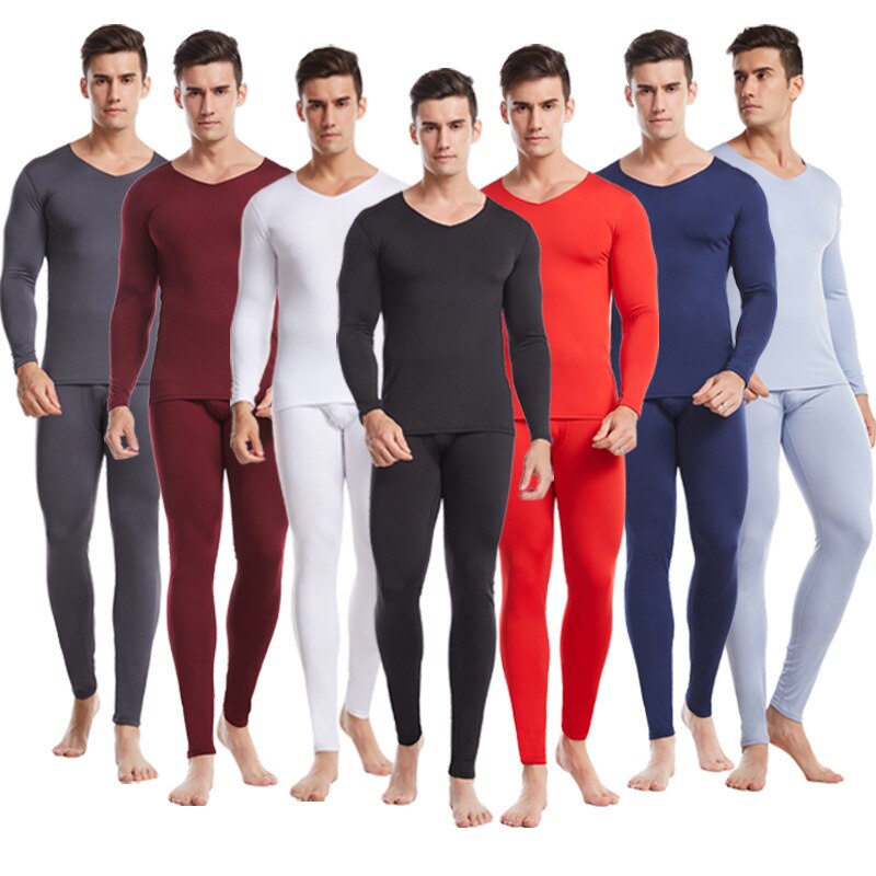 At The Buzzer Men's Thermal Underwear Set - Base Layer Long Johns For Warmth In Winter (Orange, XX-Large