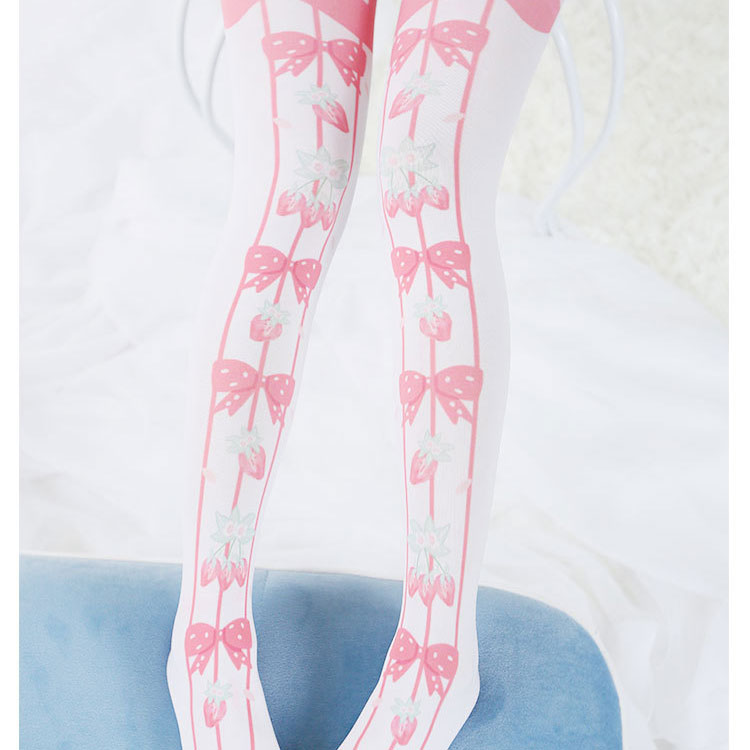 Sweet Bow Printed Lolita Tights Cute Summer Pantyhose for Women