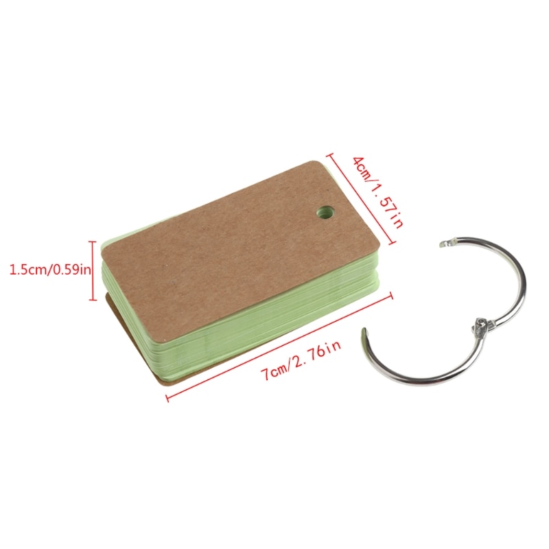 1 Piece Binder Ring Easy Flip Flash Cards Study Cards, 50 Unruled Blank White Pages