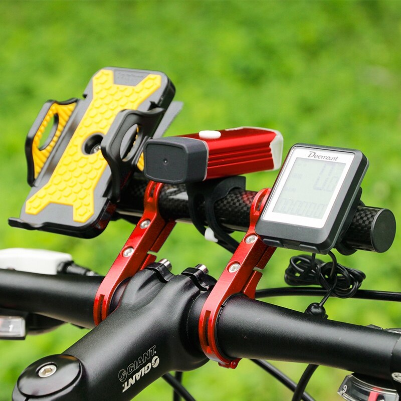 Bike Handlebar Extender Extension Carbon Fiber Bracket Aluminum Alloy Clamp For Bicycle Speedometer-Red
