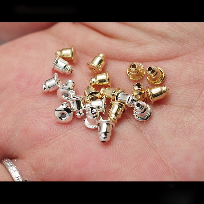 Size 5*6mm 50-200pcs/lot Gold Metal Caps Earring Studs Stopper Bullet Earring Back Plugging Blocked For Diy Jewelry Making