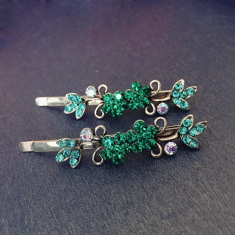 Morkopela Girls Flower Hairpin Pairs Rhinestone Hair Clip Jewelry For Women Party Banquet Hair Pins Accessories
