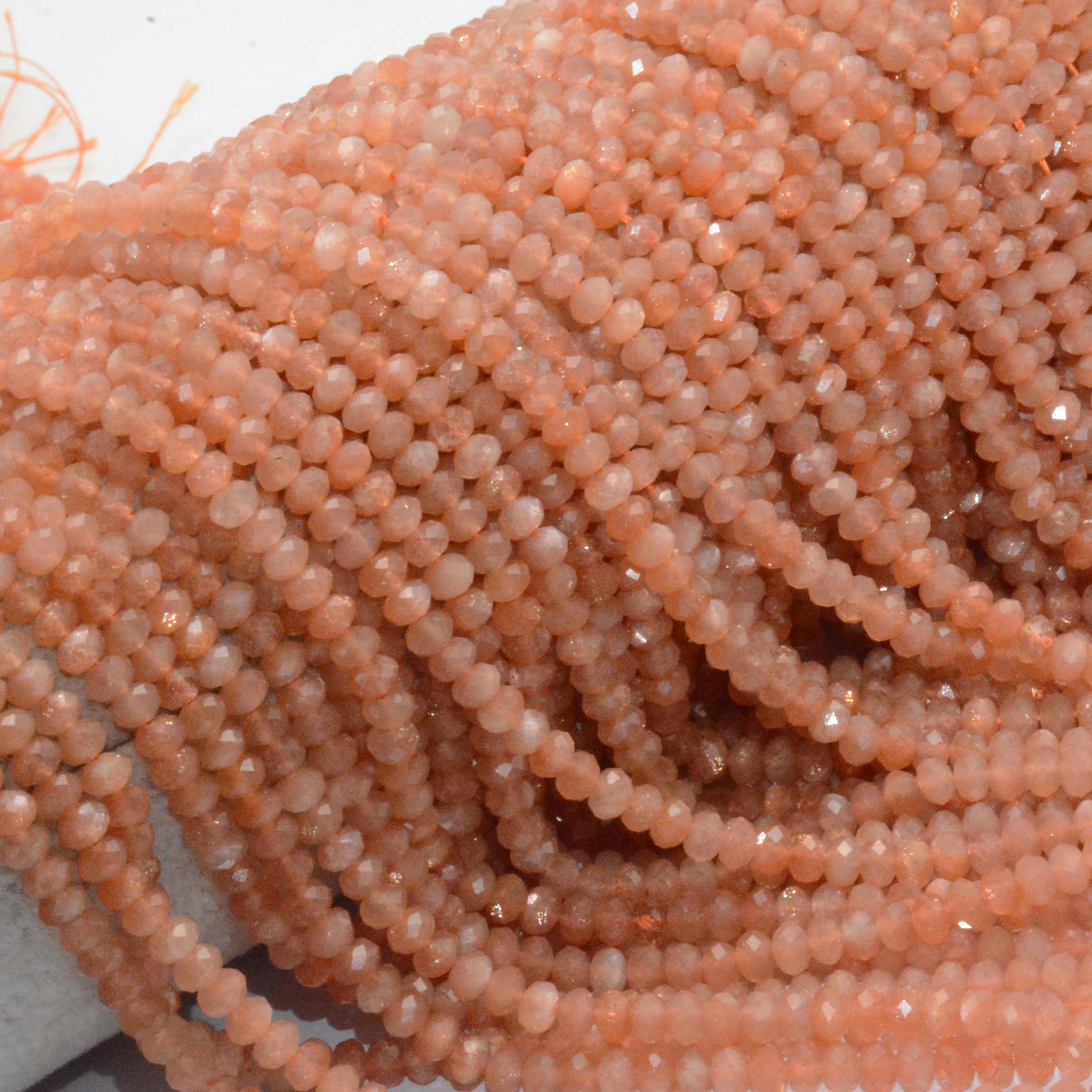 Natural Sunstone Faceted Rondelle Beads 3x4mm