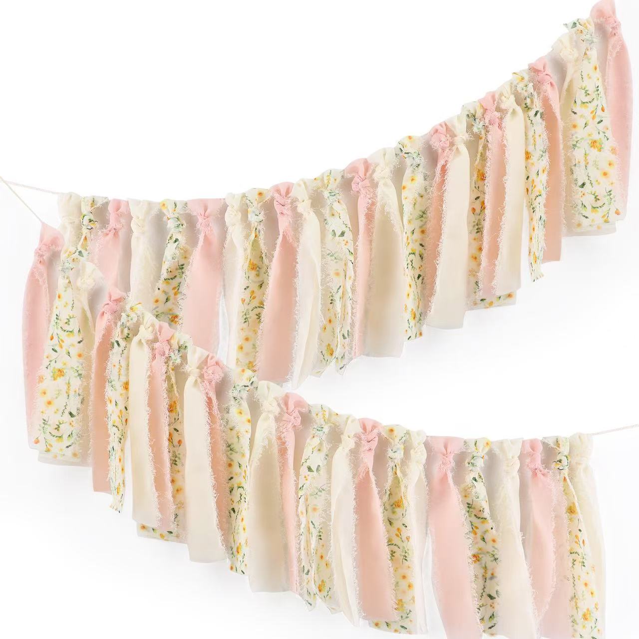 1 Roll 5m*4cm Frayed Edged Satin Handmade Printed flowers Chiffon Silk Ribbon For Wedding Bouquets Birthday Party DIY Decoration