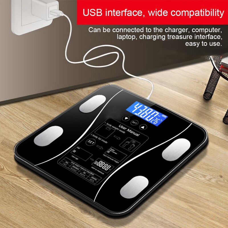 Básculas de grasa corporal piso científico inteligente electrónico LED peso Digital baño Balance Bluetooth APP Android o IOS