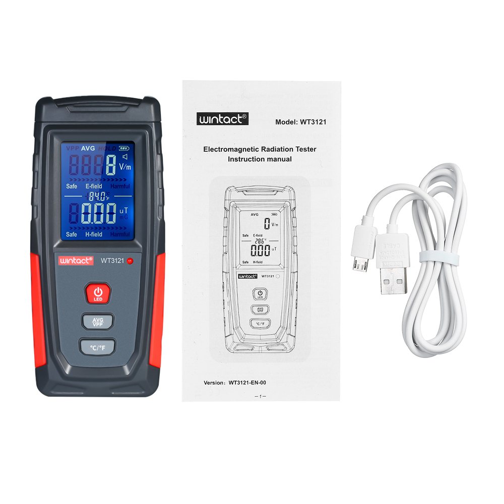 WT3121 Handheld EMF Meter Electromagnetic Radiation Tester Electric Field Electron Magnetic Field Dosimeter Detector