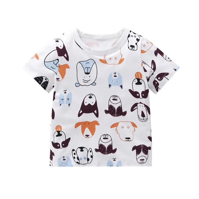 Crianças de verão Bonito Casual Manga Curta O Pescoço de Impressão Dos Desenhos Animados T-shirt Do Bebê Menina E Meninos T-shirt 6M-3T: 2-3T 110