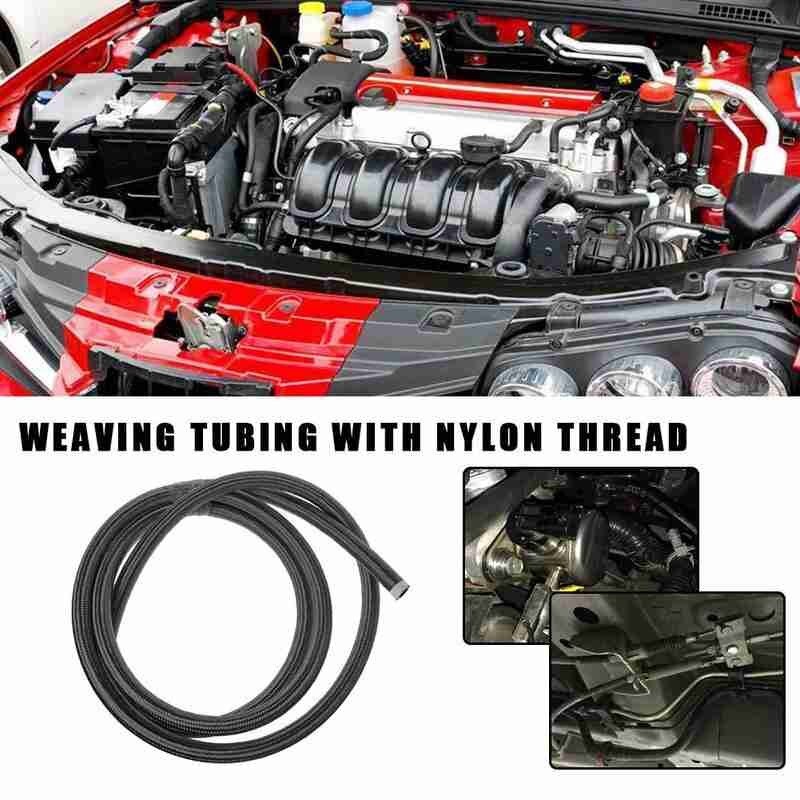 Steel Braided Universal Rubber Reinforced Fuel Hose Tube Pipe Line Black For Petrol Oil For Motorcycle