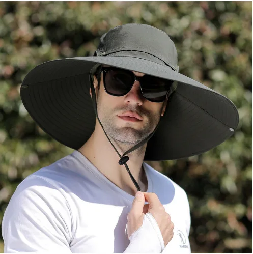 Letni kapelusz przeciwsłoneczny z dużym rondem 15 cm Mężczyźni Oddychające siatkowe czapki wędkarskie Ochrona przeciwsłoneczna UV UPF50+ Kapelusze rybackie robić wędrówek na świeżym powietrzu Plaża: Lawenda