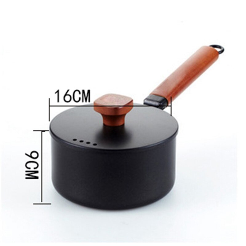 Olla de sopa de hierro fundido de 16cm y 2 l, olla antiadherente para calentar leche, sartén antiadherente para cocina, sartén pequeña para cocina de inducción de Gas