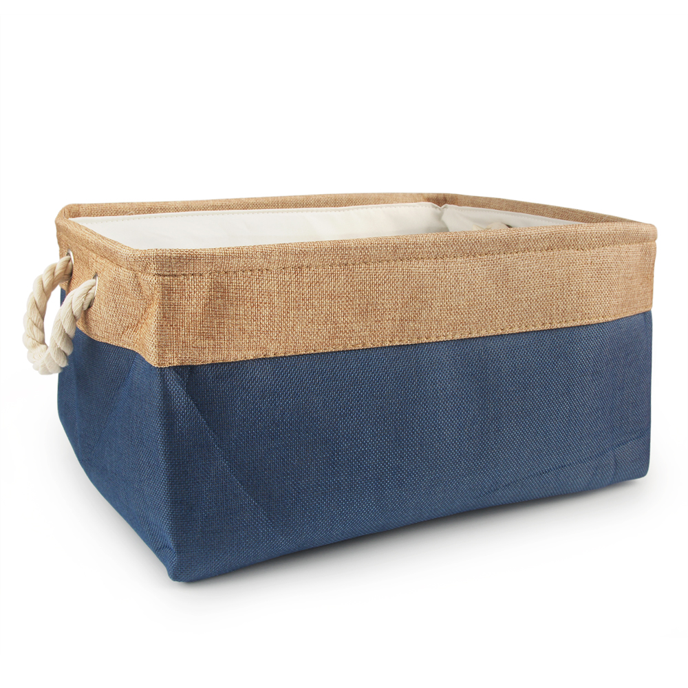 Cesta de juguetes para mascotas S/M/L, clasificación de artículos diversos, caja de almacenamiento de ropa para perros y gatos, accesorios, contenedor de almacenamiento para organizar: L / Azul marino