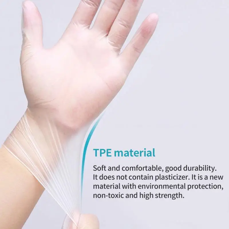 Gants de poulet en plastique transparent, 100 pièces/boîte, en TPE, pour la cuisine au barbecue, la maison, sanitaire, pour livres