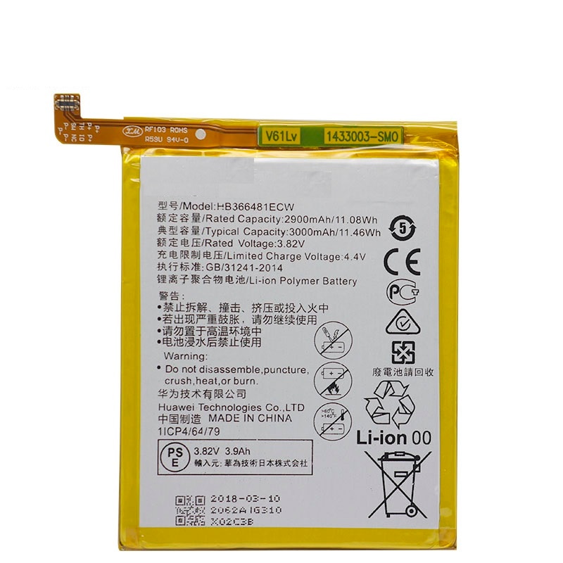 100% d'origine HB366481ECW réel 2900mAh batterie pour Huawei P9 Ascend P9 Lite G9 honour 8 5C batterie