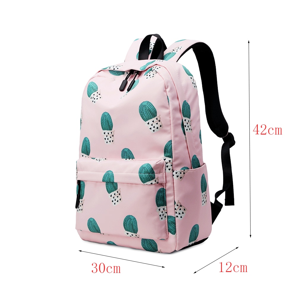 bolsas para la escuela mochila para chicas adolescentes, mujeres verde Cactus libro de impresión de bolsa mujer la escuela mochila