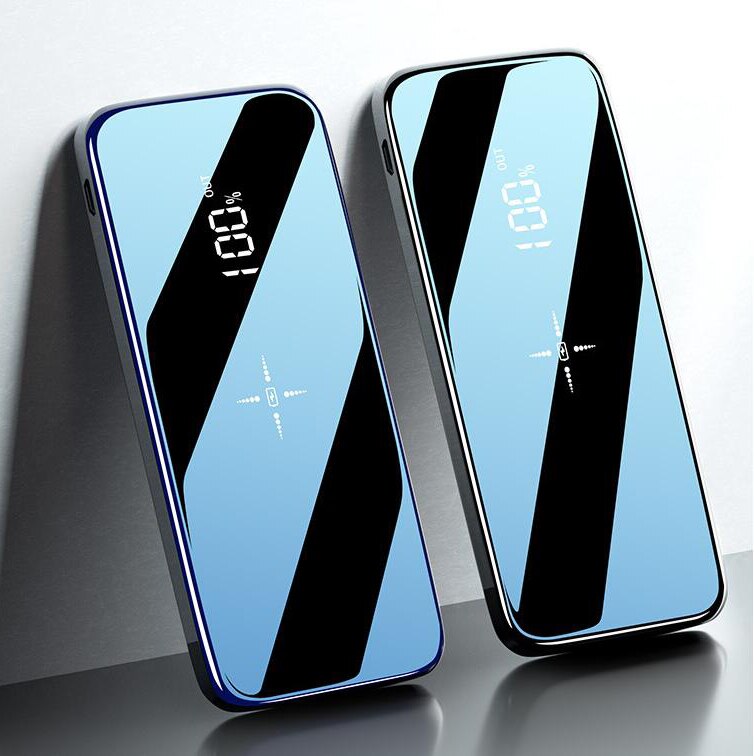 Wireless 30000mAh Power Bank Dual USB Mirror Screen Wireless Charger Powerbank Bateria External For iphone8 X Samsung