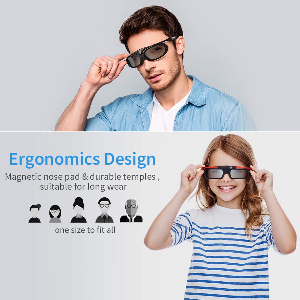 Boblov 4 Stks/set 3D 96Hz/144Hz Sluiter 3D Bril Voor Projector Dlp Oplaadbare Home Theater Pak Voor benq Dell Acer Optama Sony