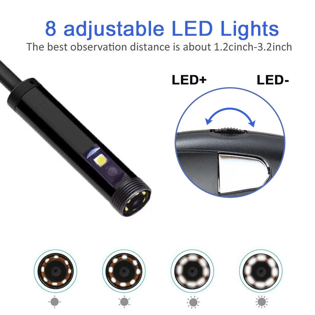 3 In 1 Dual Lens Tablet Industrial Endoscope Flexible Borescope Adjustable LED Inspection Camera With Cable HD Aluminum Alloy