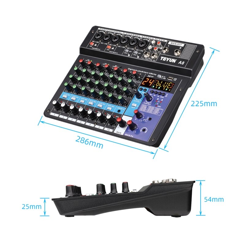 Y8AC Mixer Adjust Stereo Sound Card Board Mixing Console
