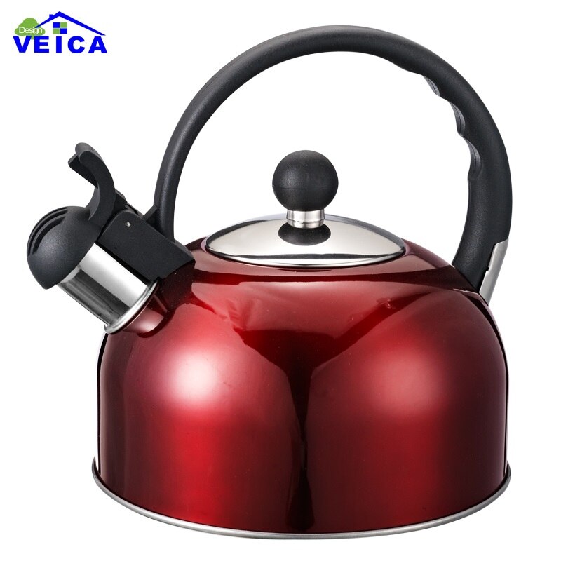 Begrænset 2.2l fløjtende kedel til gaskomfur rustfrit stål fløjte te kedel vandflaske: Rød