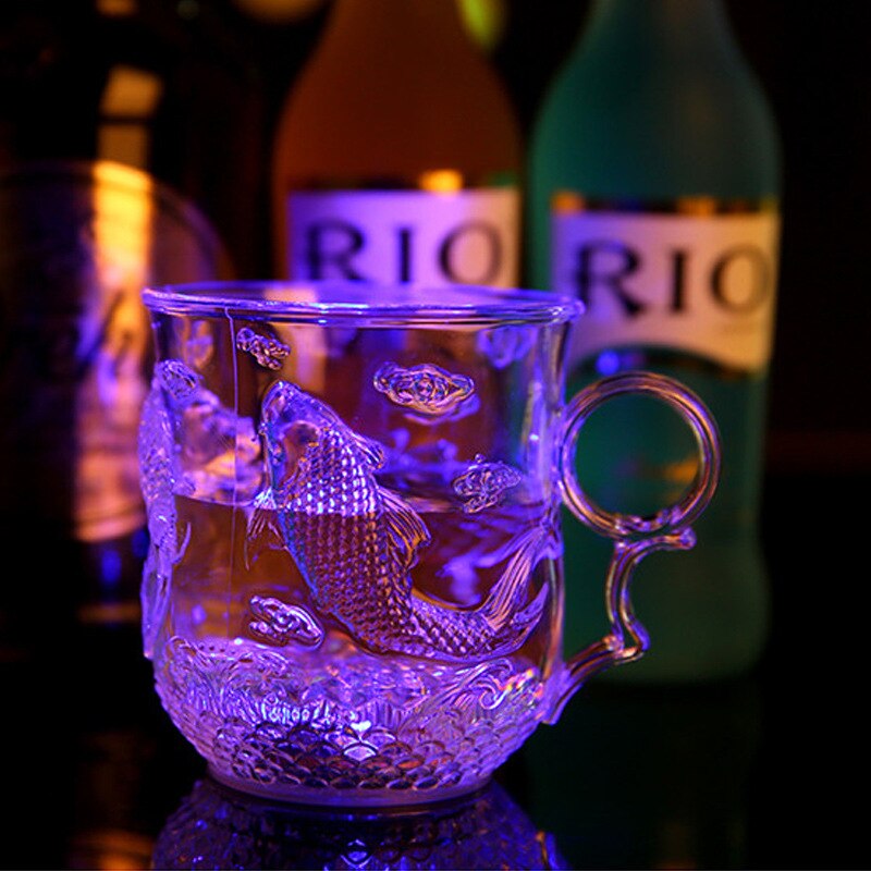 Luminous Mug Led Colorful Luminous Beer Mug, Water Induction Pineapple Mug, Bar Dragon Mug, Cheer Supplies: Fish cup